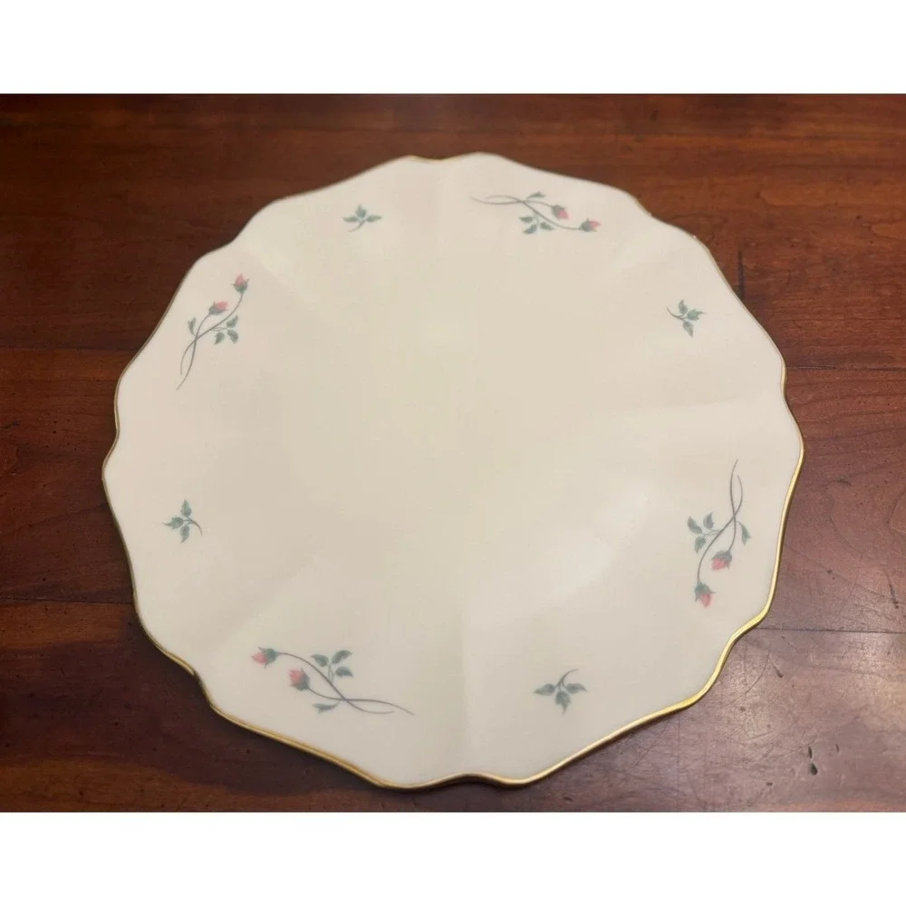 Vintage Lenox Rose Manor 4-Piece Hostess Serving Set Ivory, Pink Rosebud, Gold